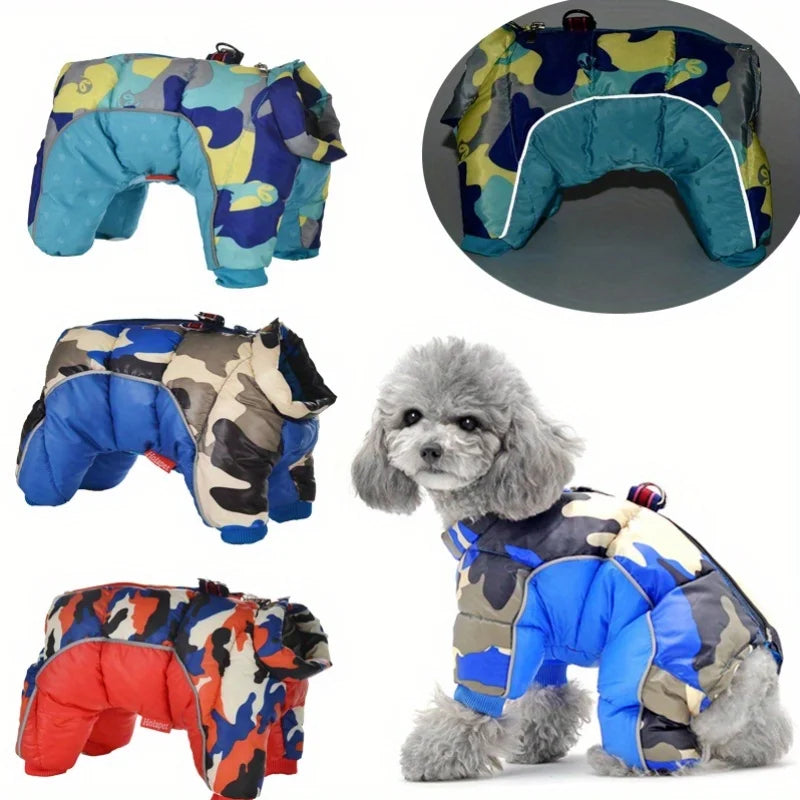 Warm Padded Waterproof Dog Coat with Reflective Strips